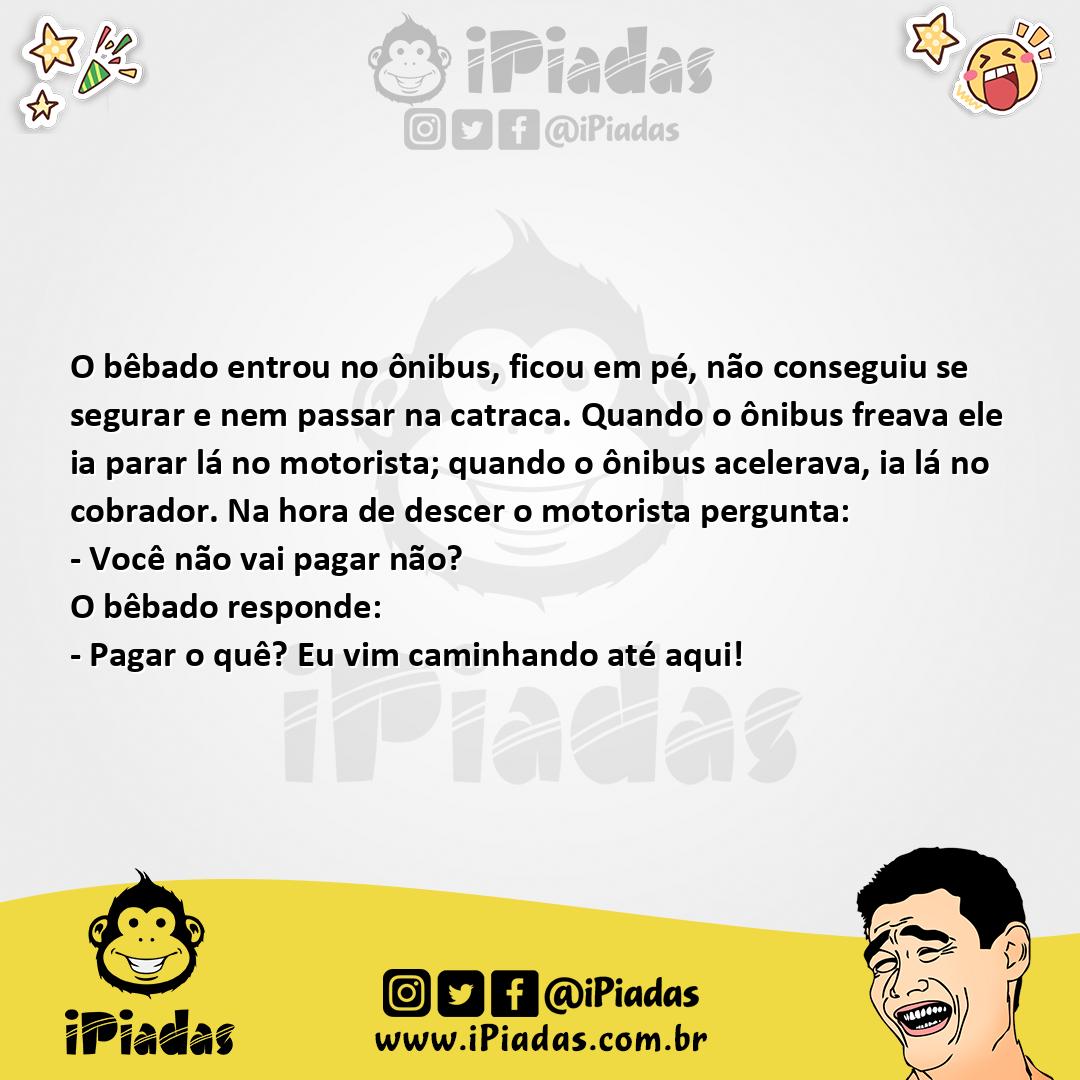 Ilustração da piada O Bêbado Andando de Ônibus no iPiadas