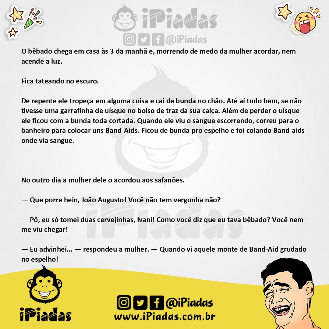 Ilustração da piada O Bêbado e os Band-Aids no iPiadas