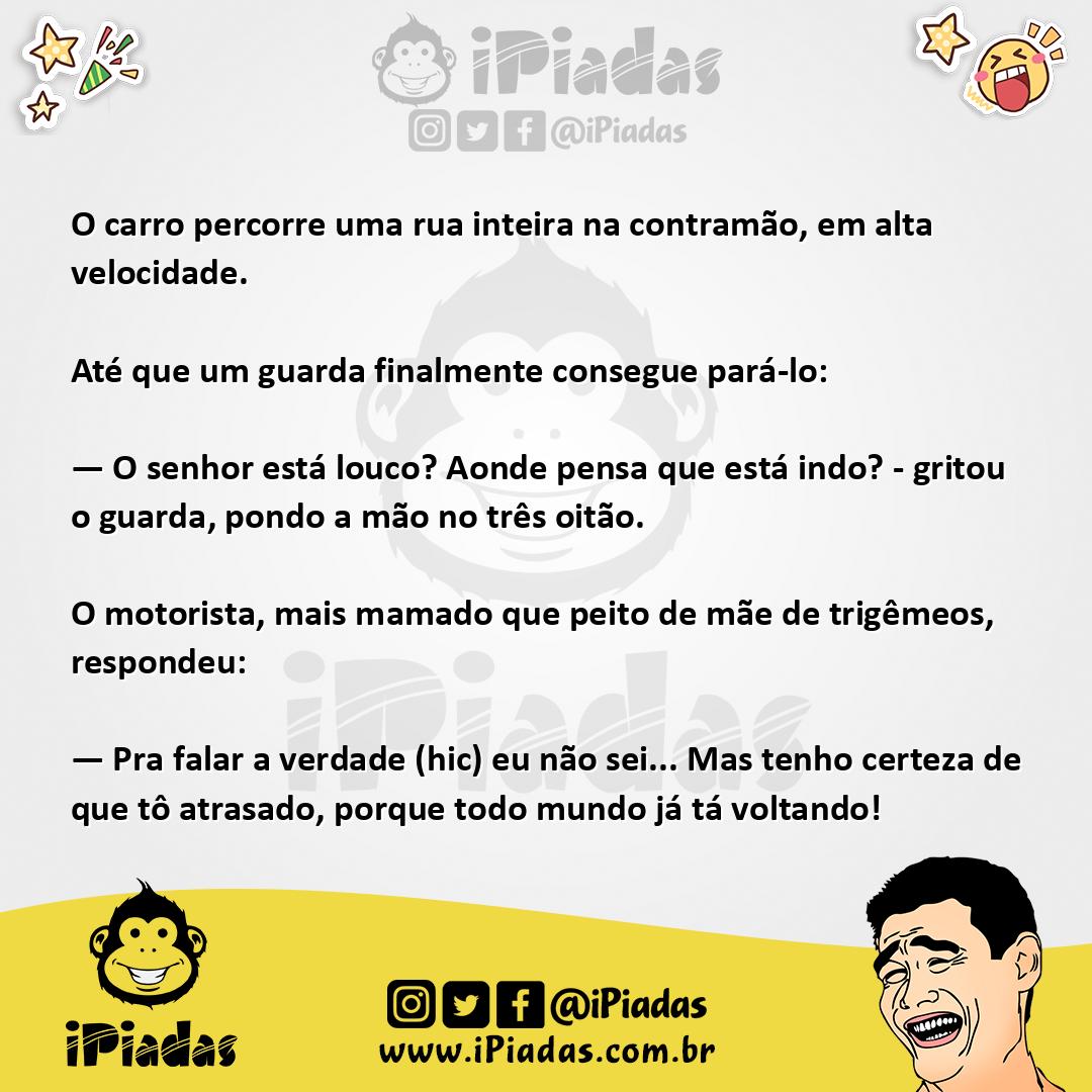 Ilustração da piada O Bêbado na Contra-Mão no iPiadas