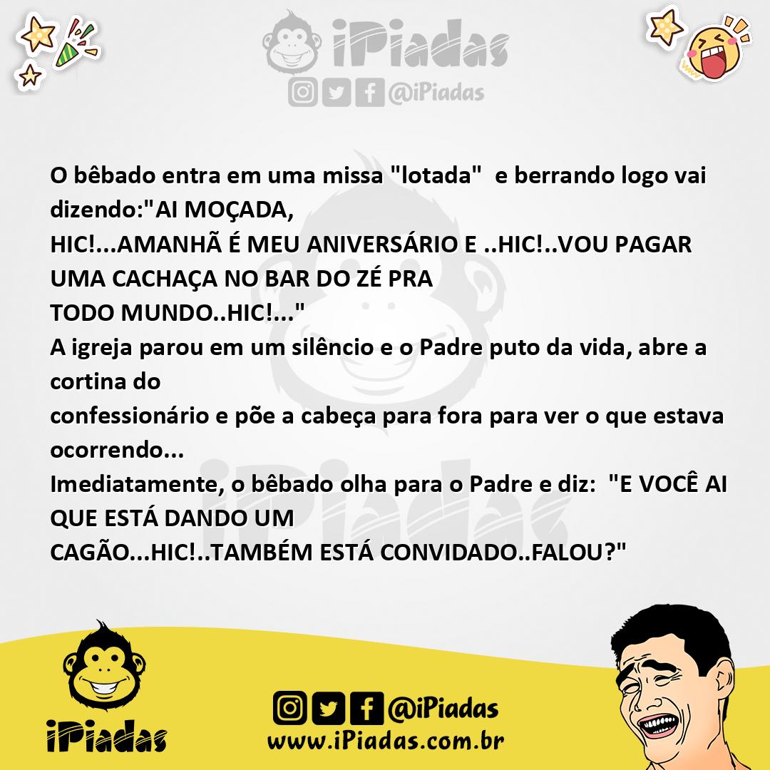 Ilustração da piada O bêbado na missa no iPiadas