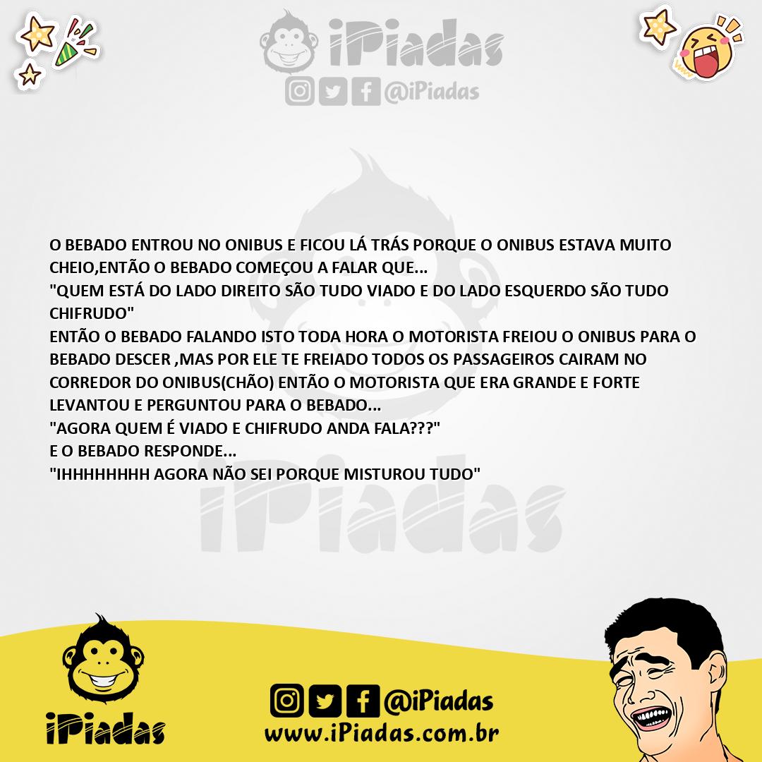 Ilustração da piada O Bêbado no ônibus no iPiadas