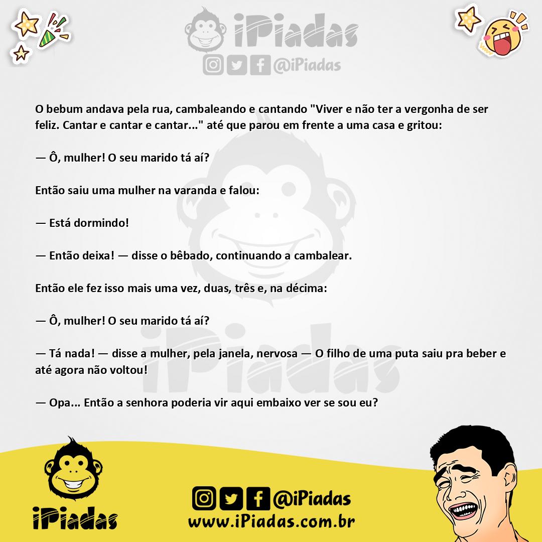 Ilustração da piada O Seu Marido Está em Casa? no iPiadas