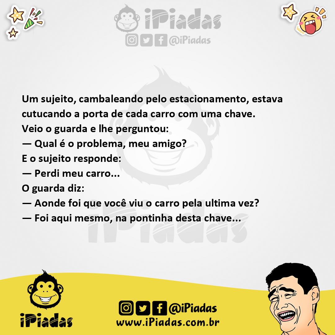 Ilustração da piada Perdeu o carro no iPiadas