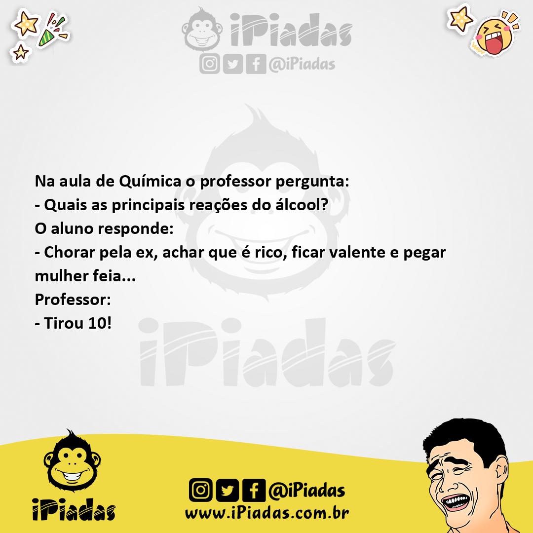Ilustração da piada Reações do Álcool no iPiadas