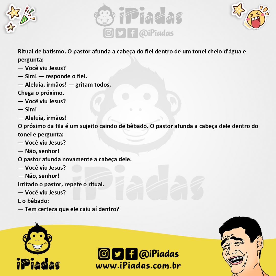 Ilustração da piada Ritual de Batismo no iPiadas