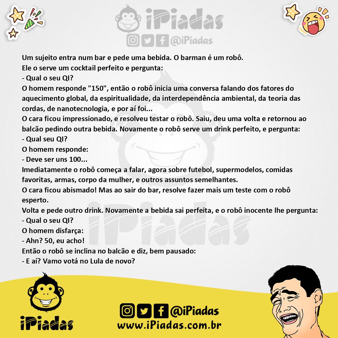 Ilustração da piada Robô barman no iPiadas