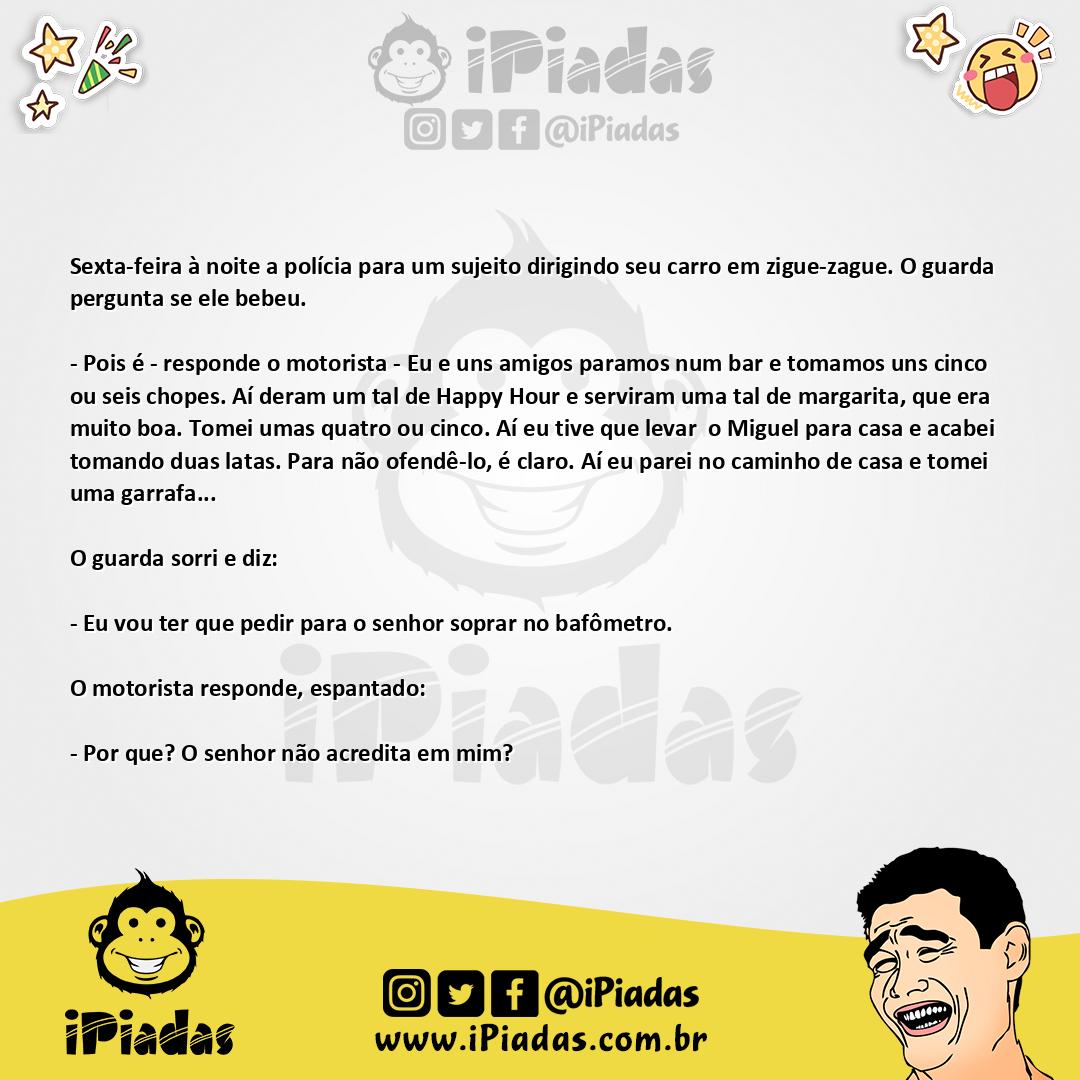 Ilustração da piada Soprando o bafômetro no iPiadas