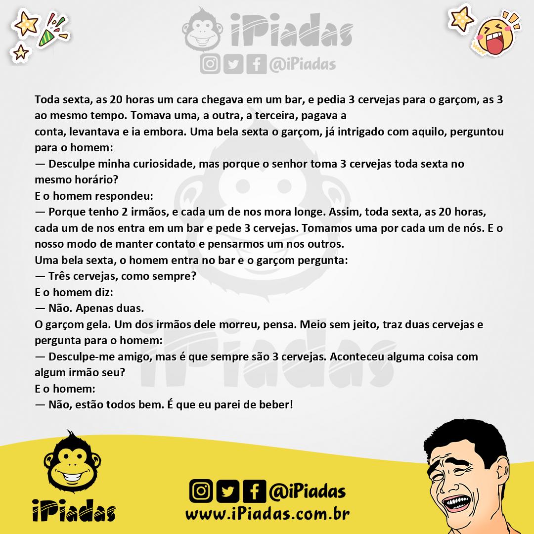 Ilustração da piada Três Cervejas no iPiadas