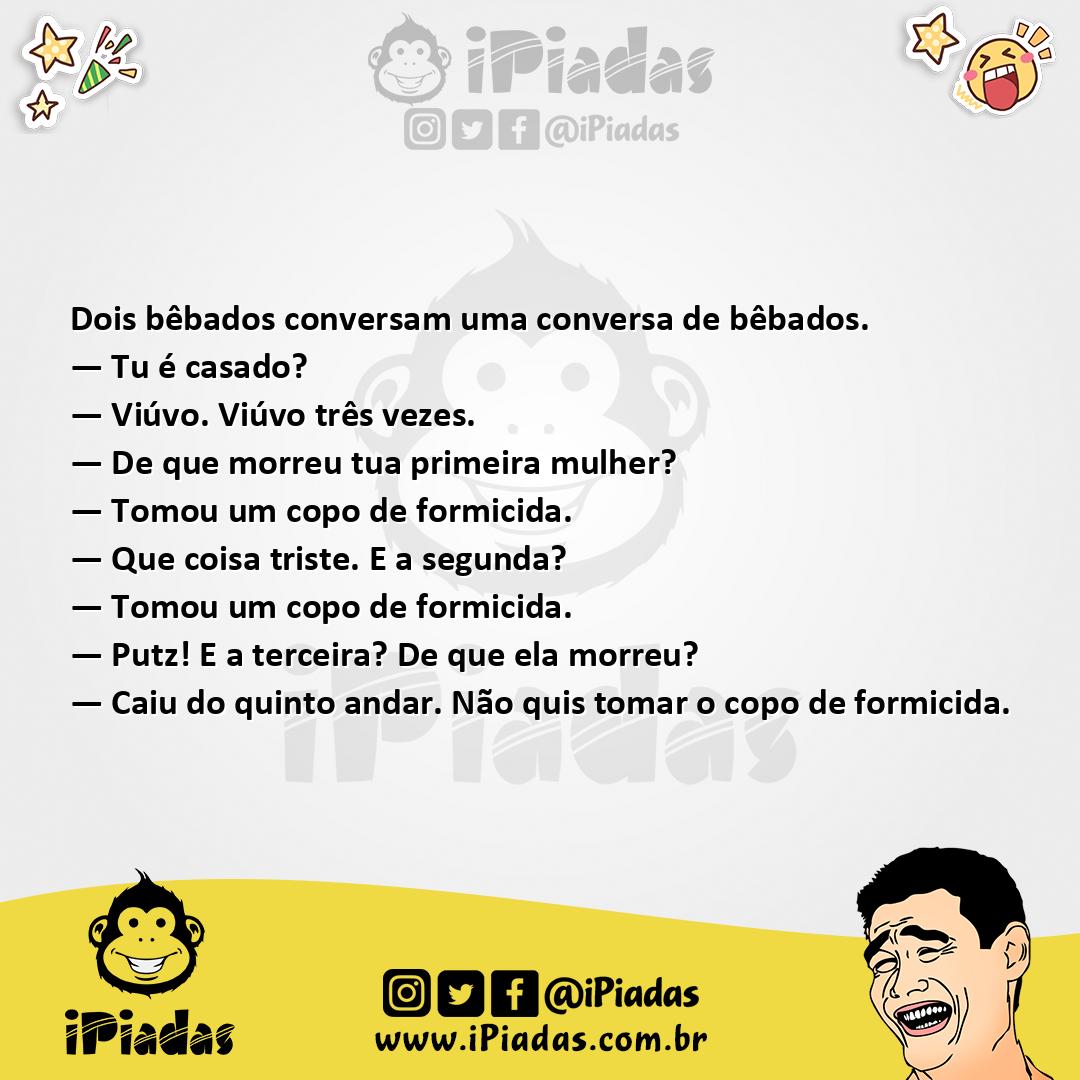 Ilustração da piada Viúvo Três Vezes no iPiadas