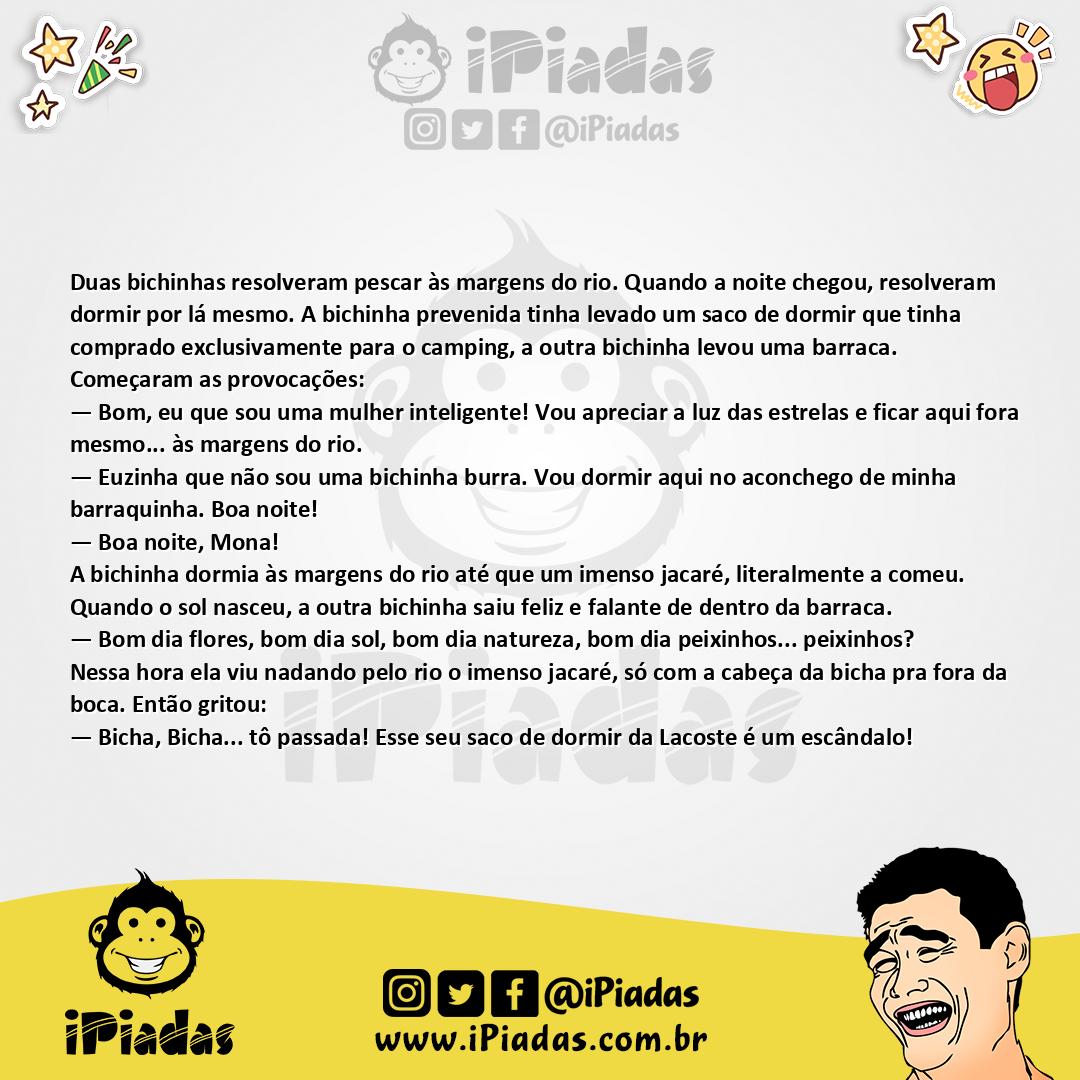 Ilustração da piada Barraco e Saco de Dormir no iPiadas