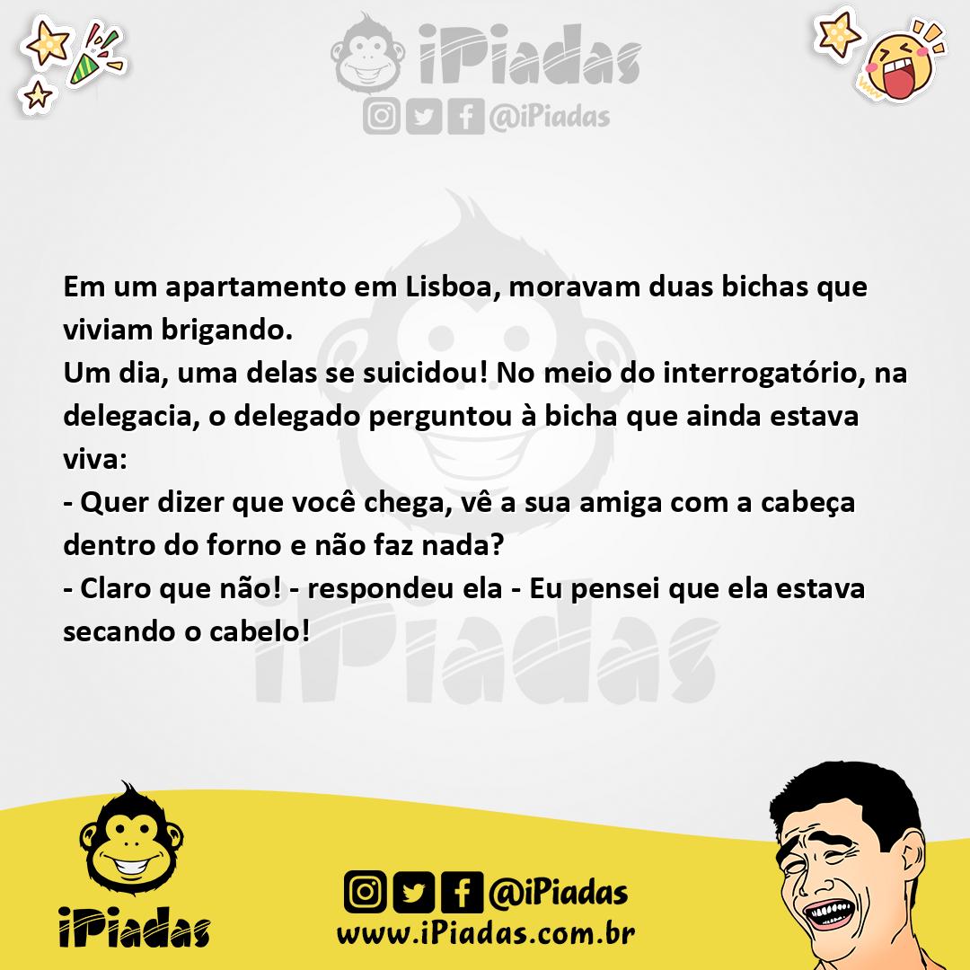 Ilustração da piada Bichas de Lisboa no iPiadas