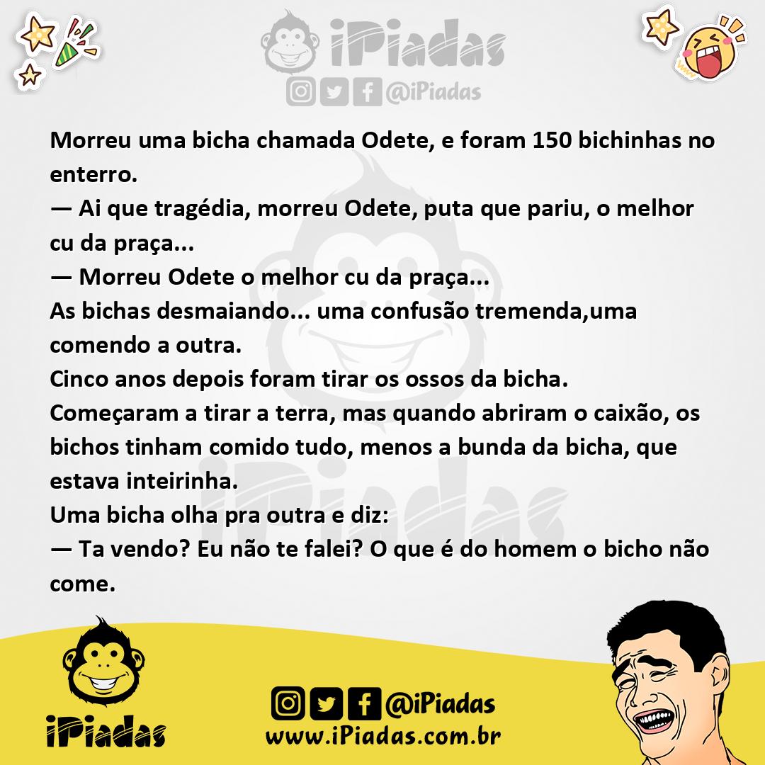 Ilustração da piada Morte da Bicha no iPiadas