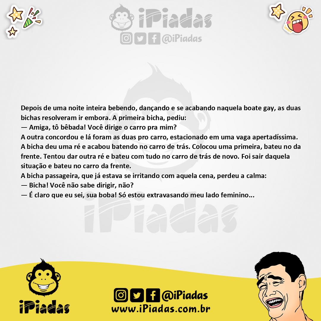 Ilustração da piada Péssima Motorista no iPiadas