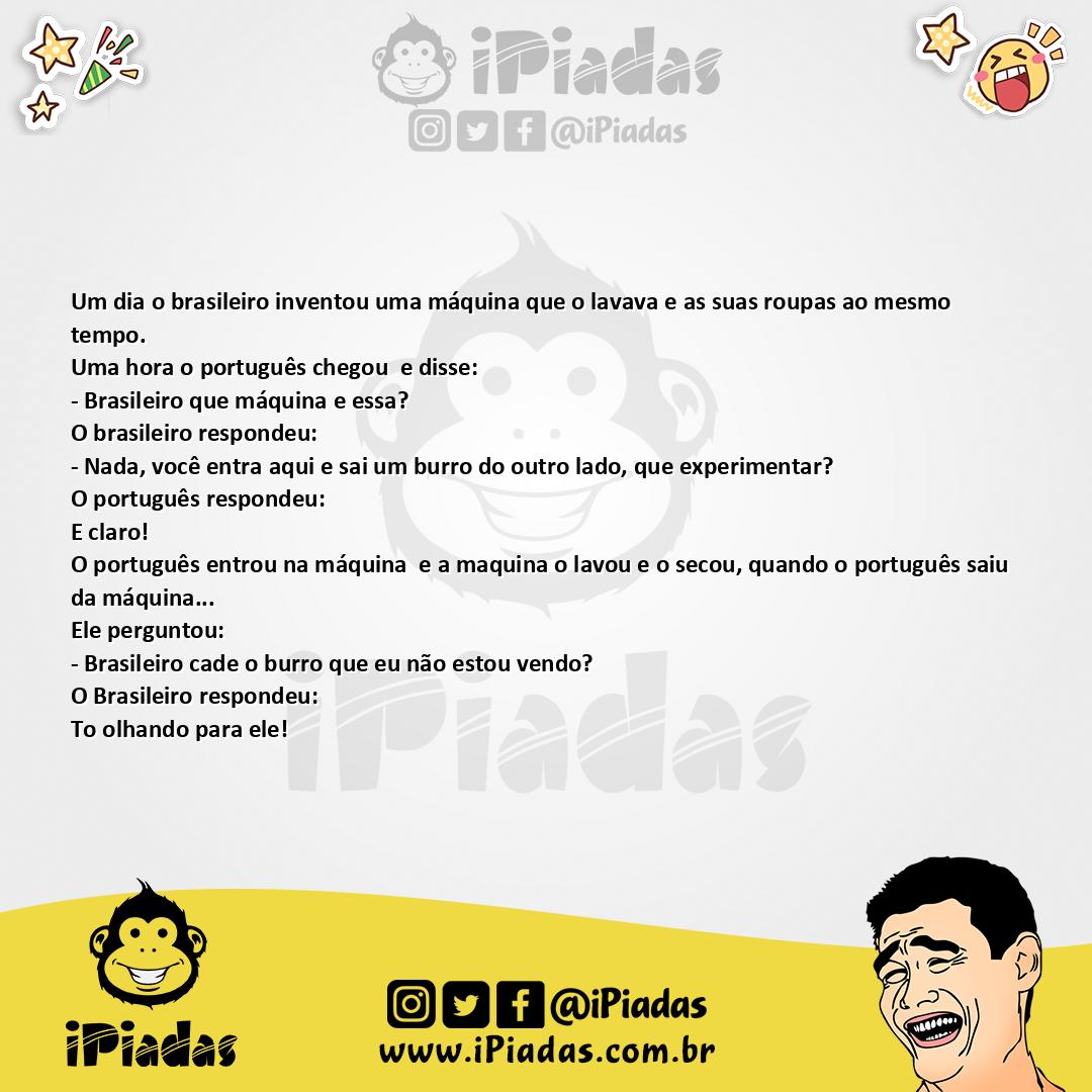 Ilustração da piada O português e a máquina de lavar no iPiadas