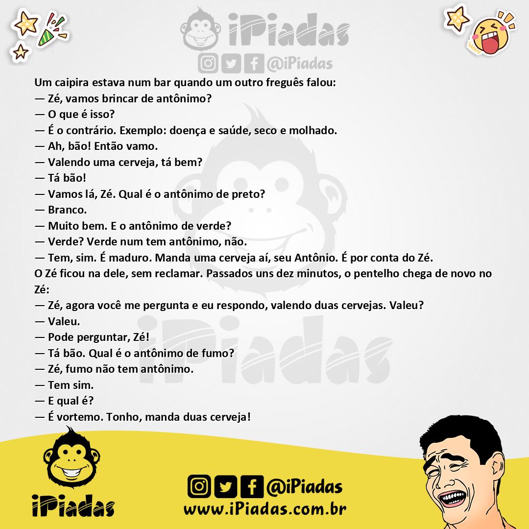 Ilustração da piada Brincando de Antônimo no iPiadas