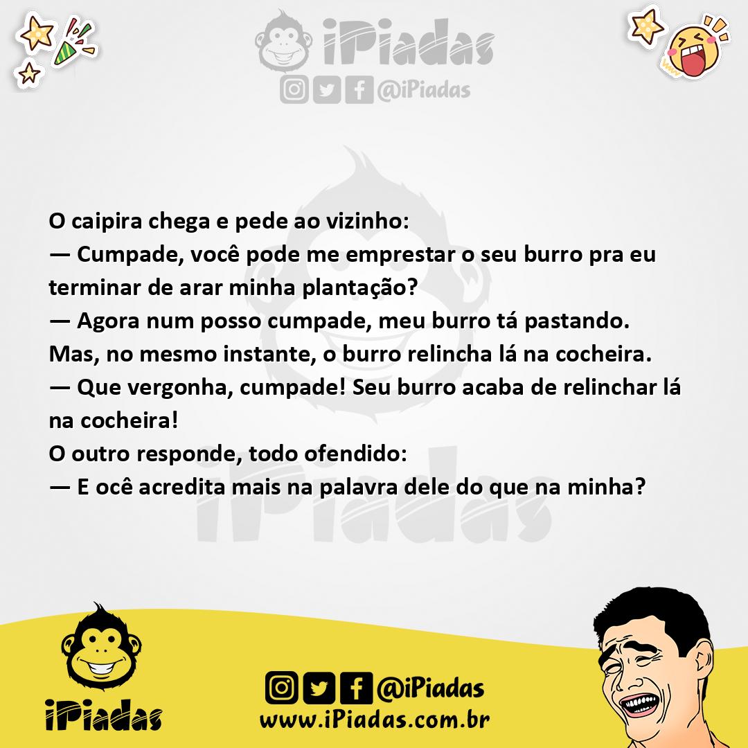 Ilustração da piada Burro Emprestado no iPiadas