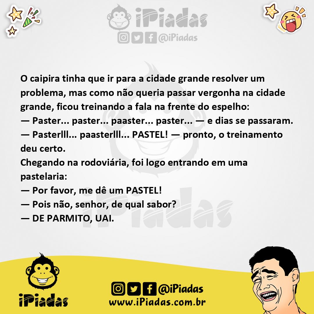 Ilustração da piada Pastel na Cidade Grande no iPiadas