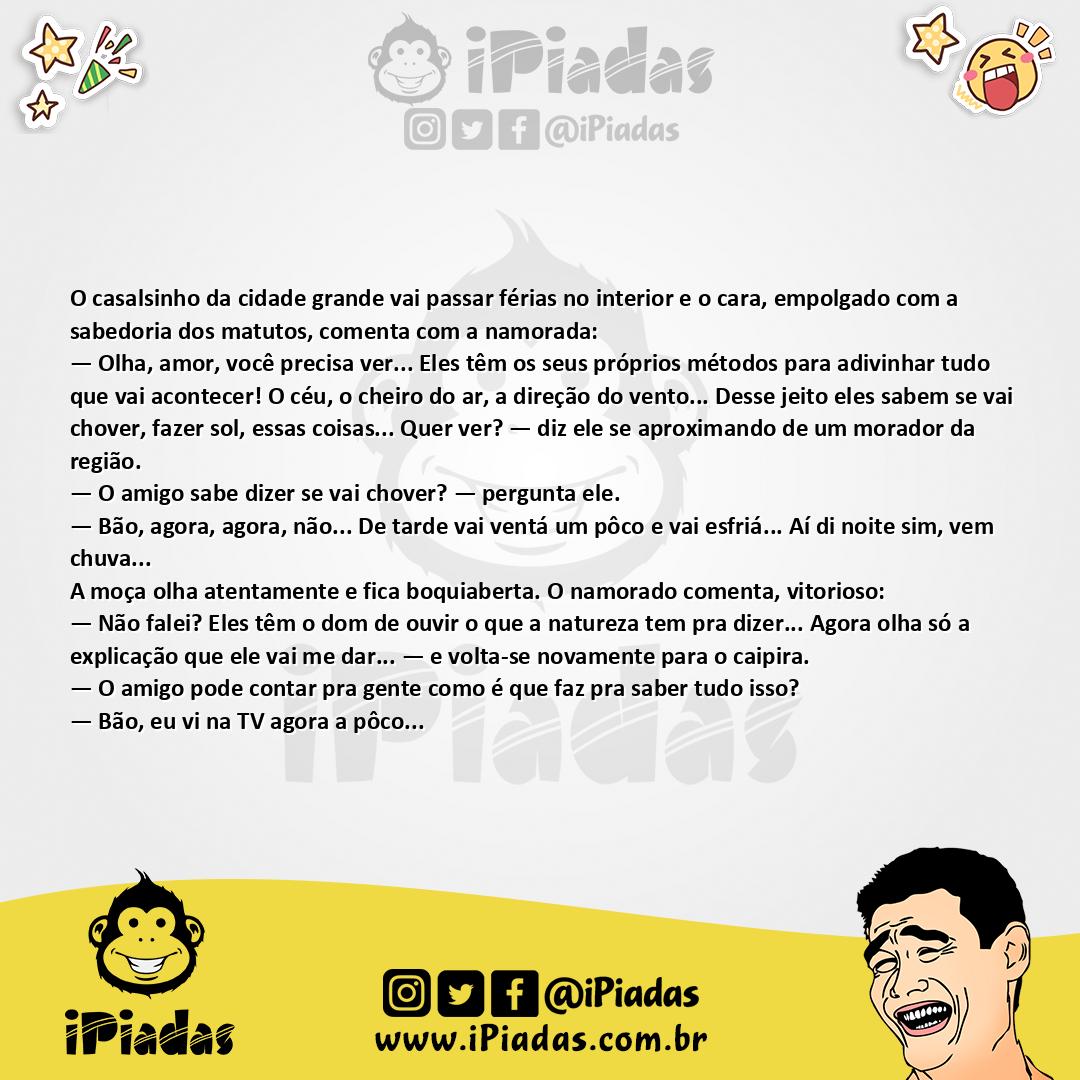 Ilustração da piada Previsões dos Caipiras no iPiadas