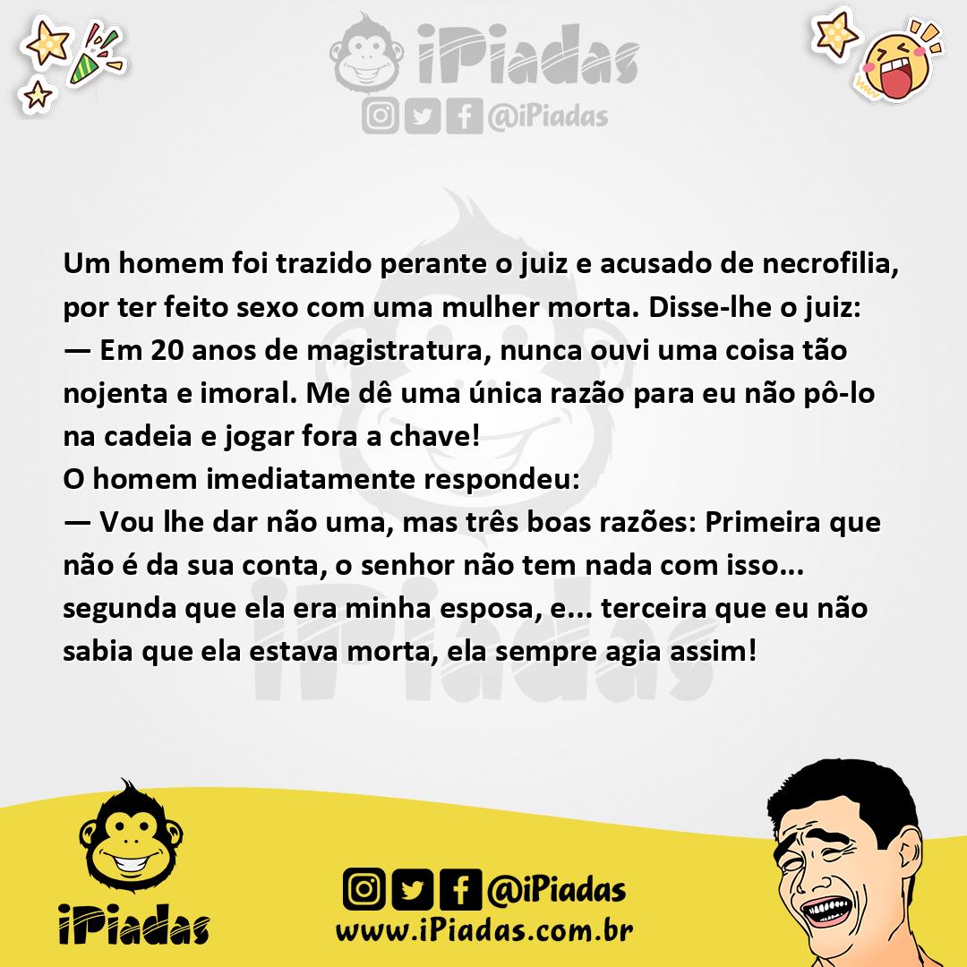 Ilustração da piada Acusado de Necrofilia no iPiadas