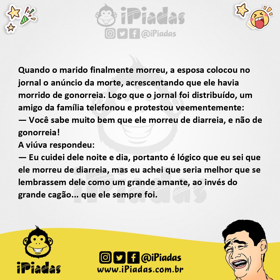Ilustração da piada Morte por Gonorreia no iPiadas