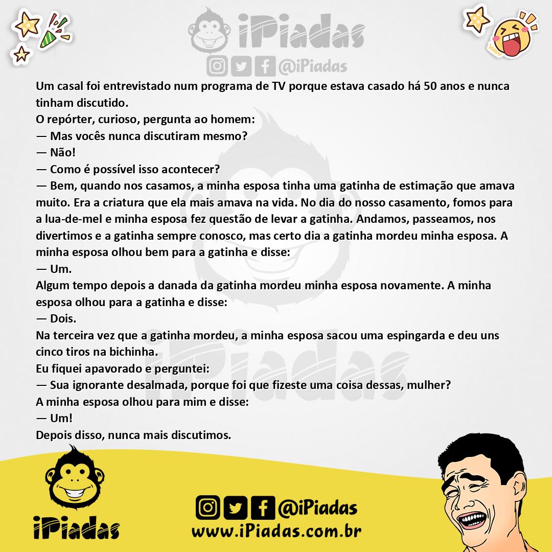 Ilustração da piada Nunca Brigamos no iPiadas