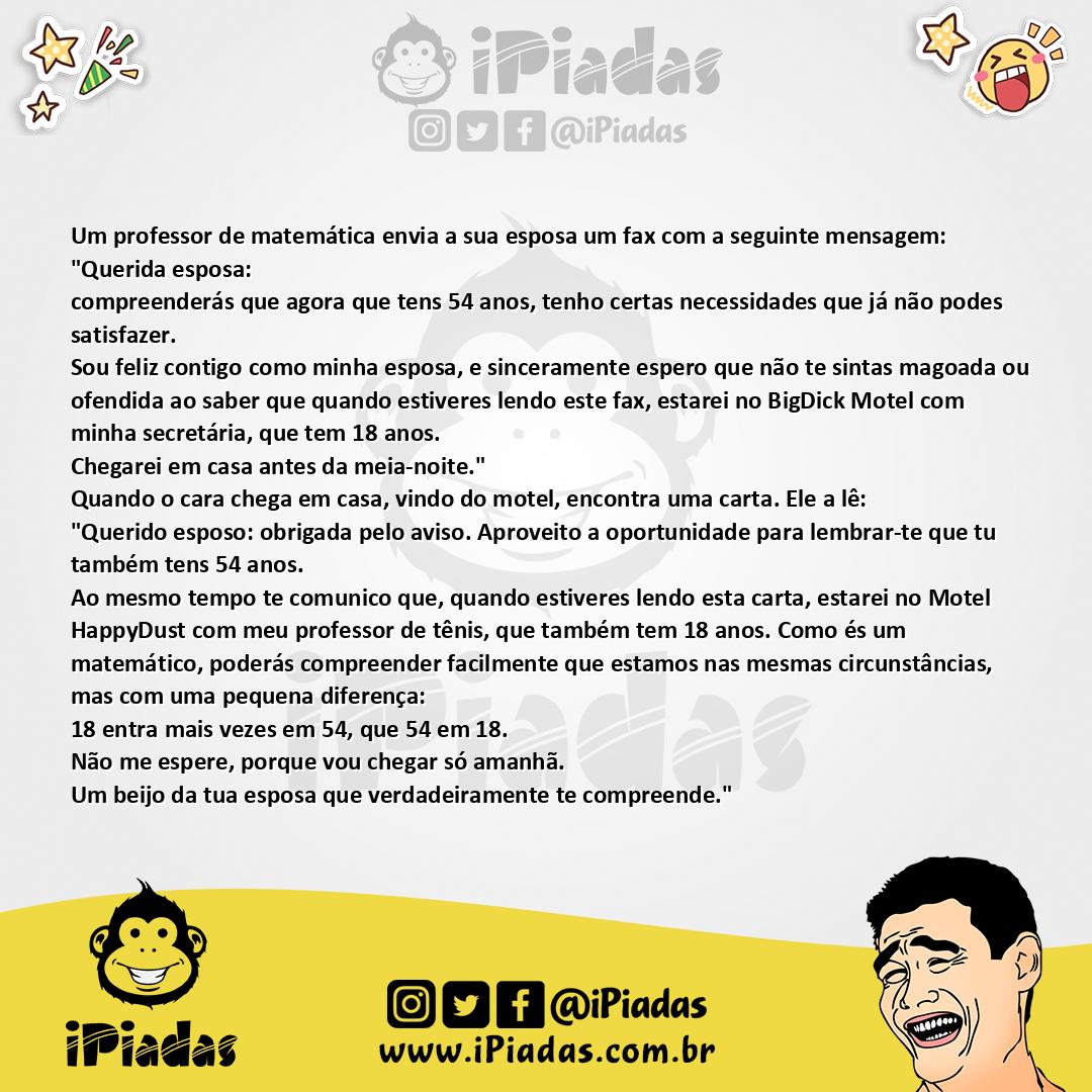 Ilustração da piada Traição Matemática no iPiadas