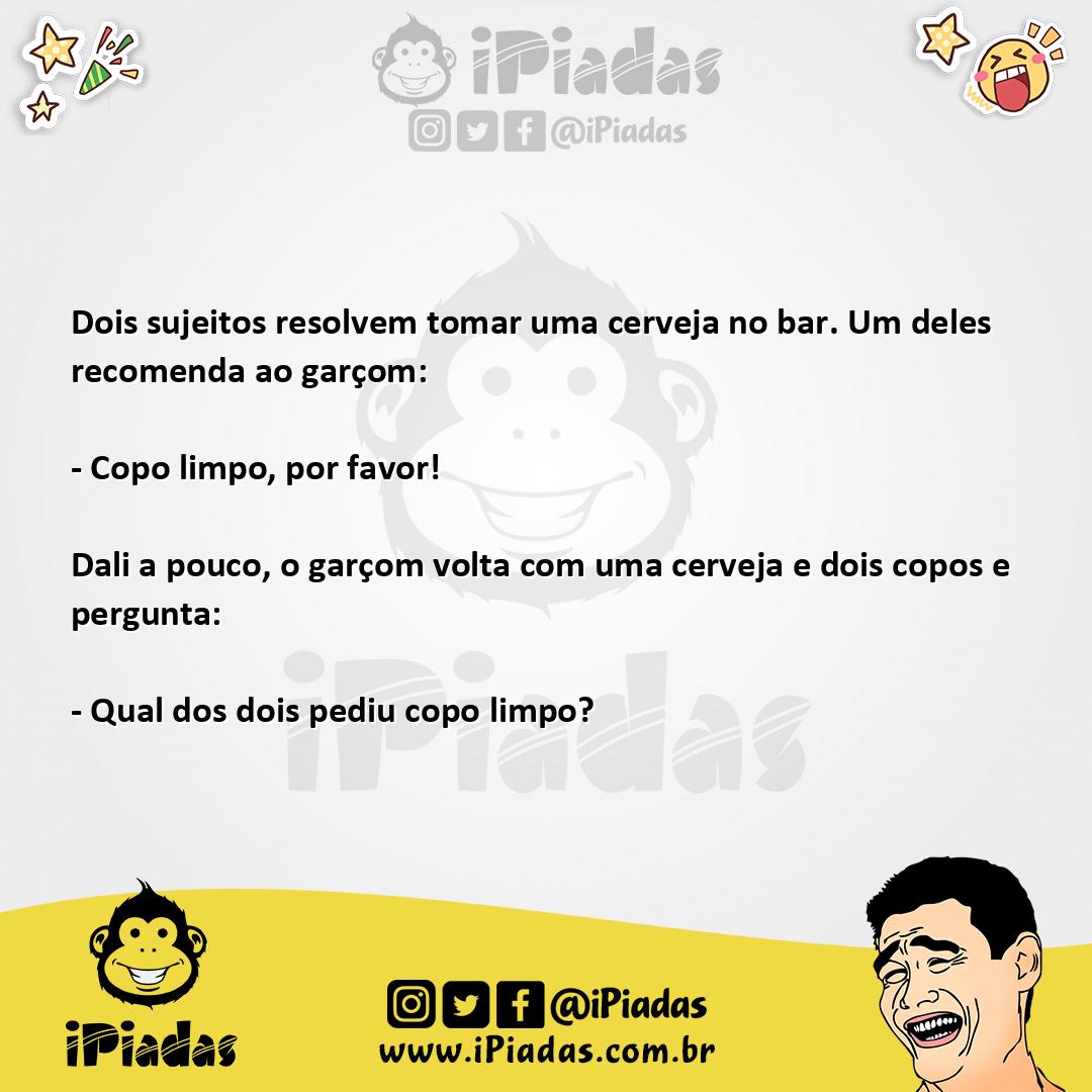 Ilustração da piada Copo limpo no iPiadas