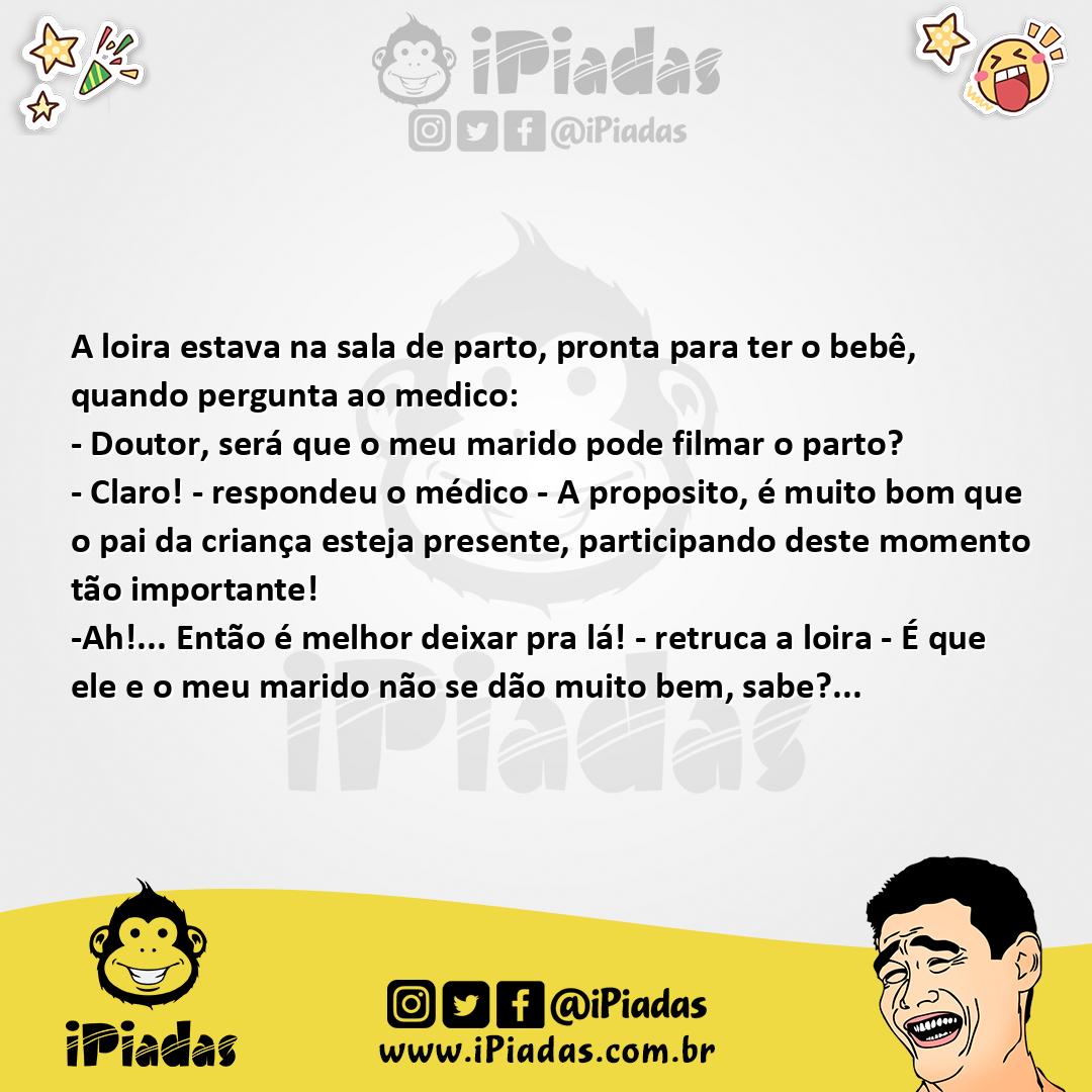 Ilustração da piada Loira na sala de parto no iPiadas
