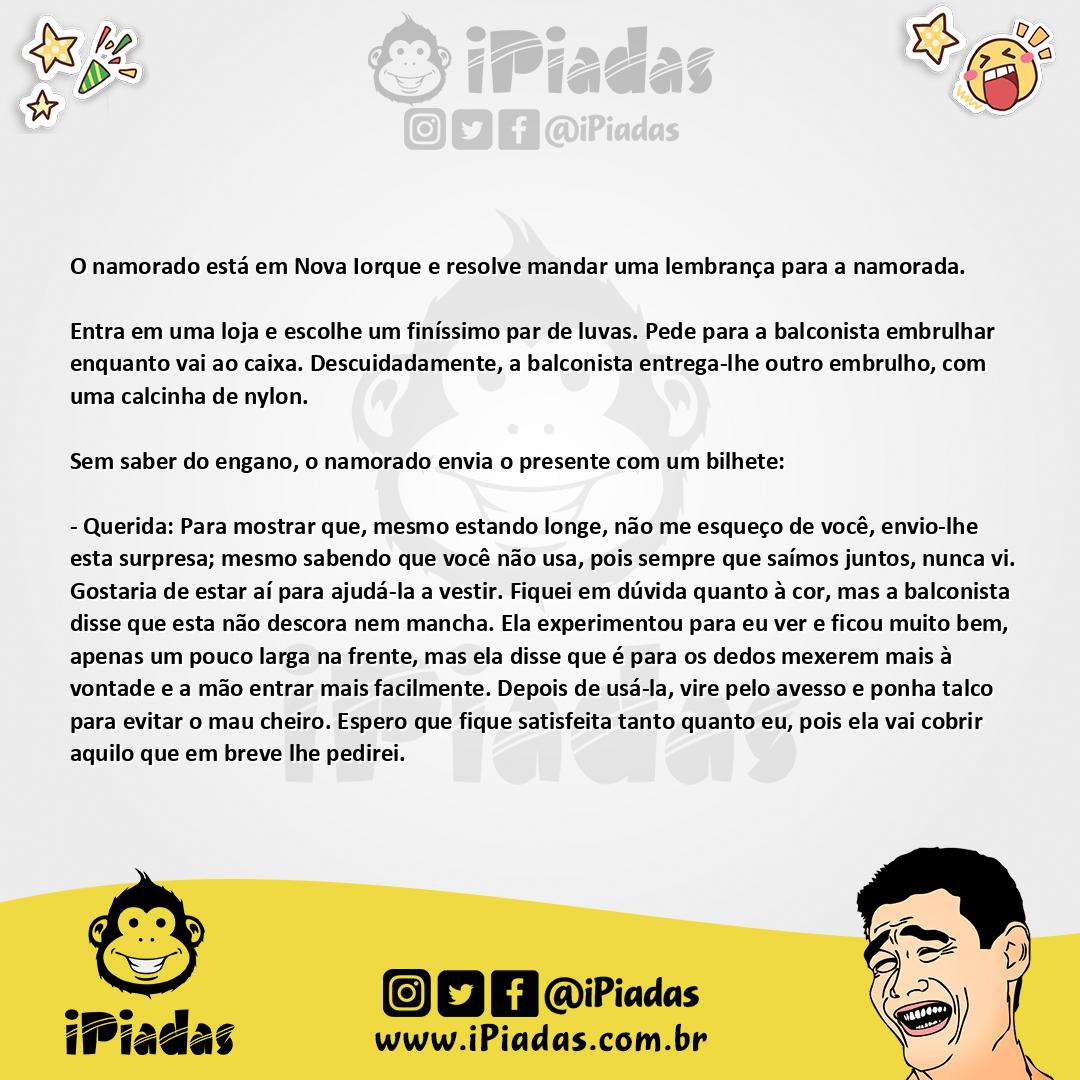 Ilustração da piada O Namorado Está em Nova. . . no iPiadas