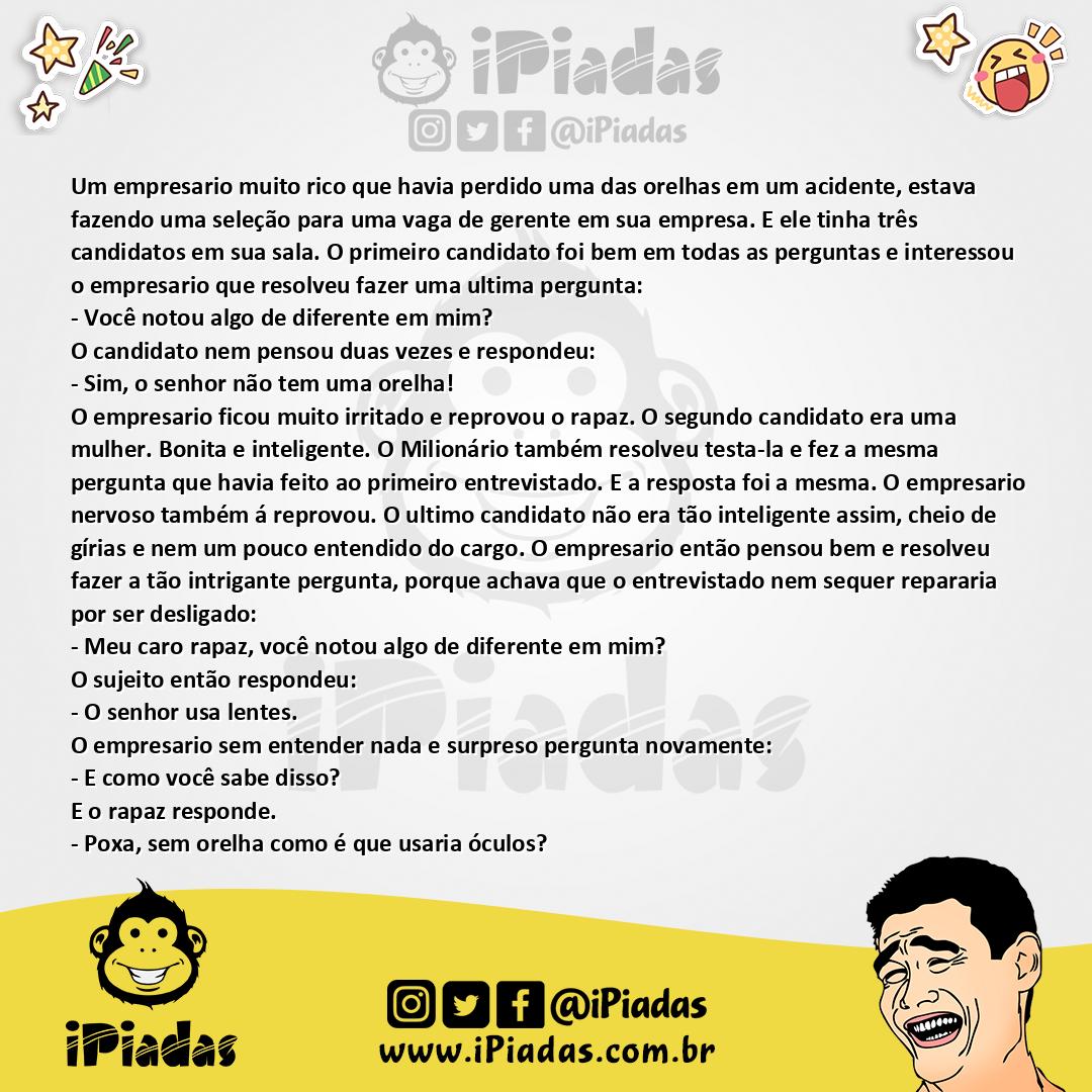 Ilustração da piada Empresário Sem Orelha no iPiadas