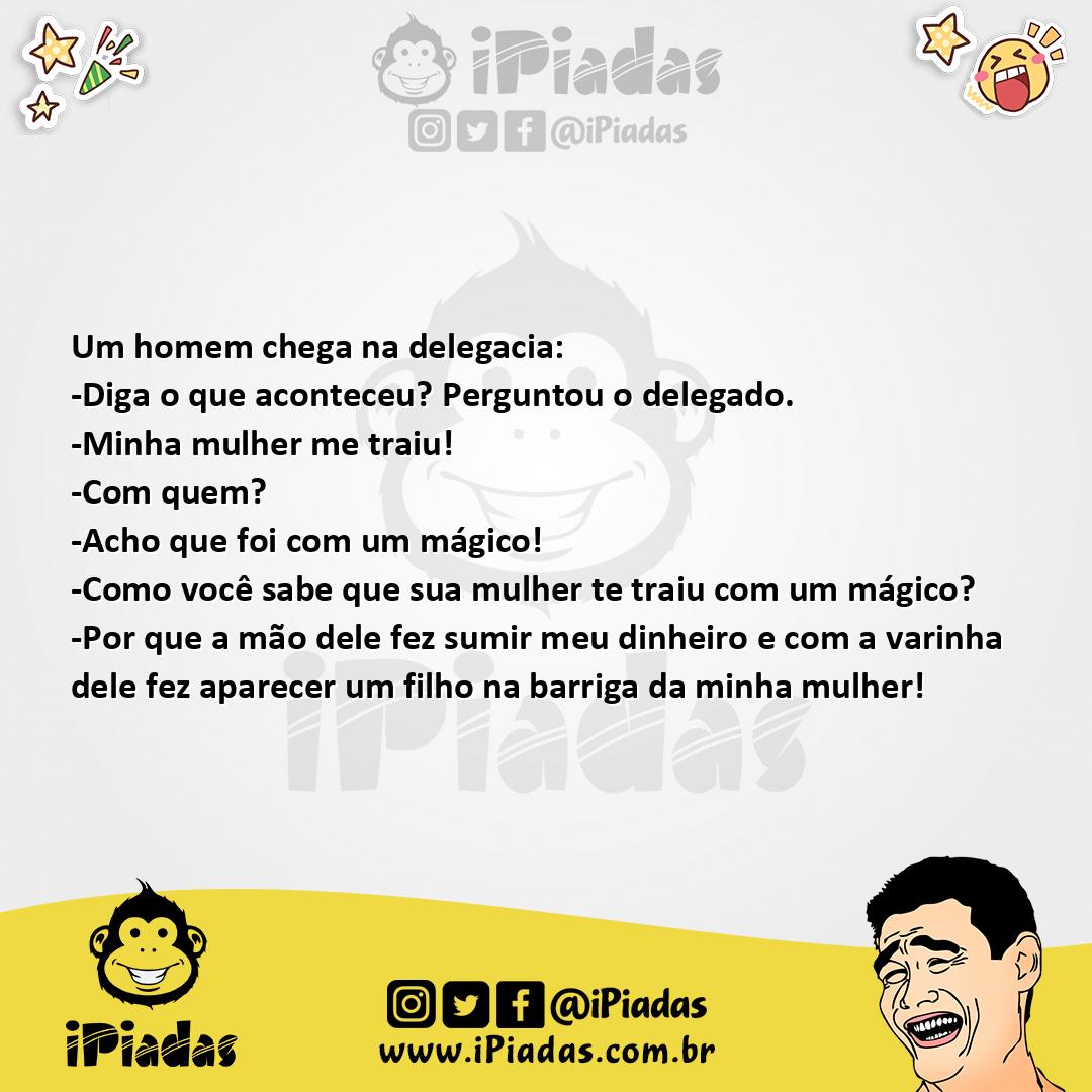 Ilustração da piada Corno e o mágico no iPiadas
