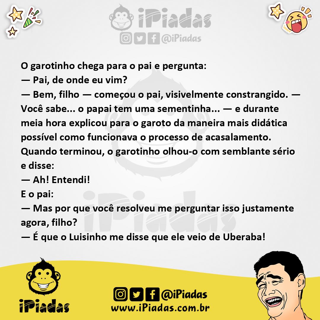 Ilustração da piada De Onde Vim no iPiadas