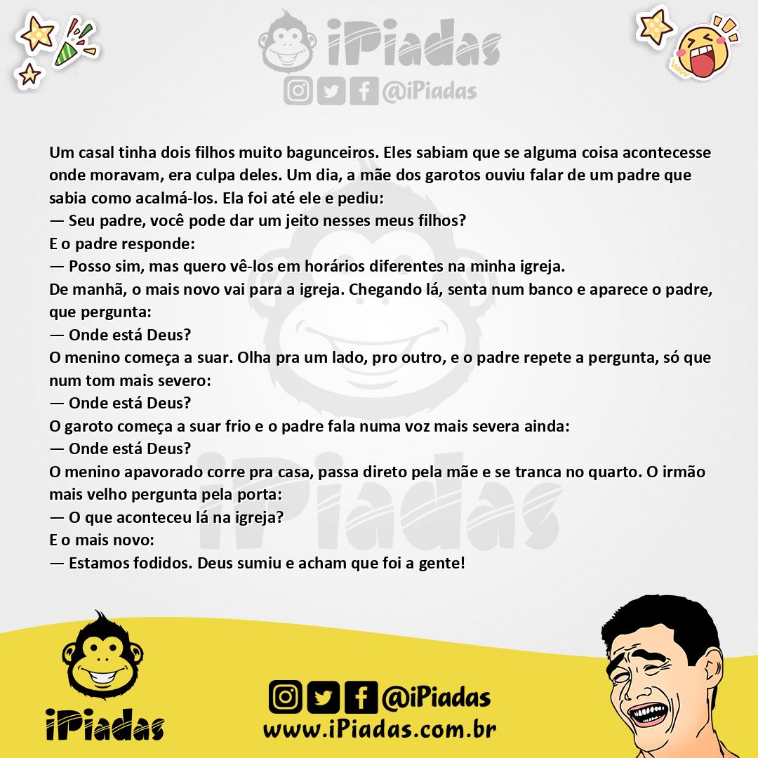 Ilustração da piada Onde Está Deus? no iPiadas