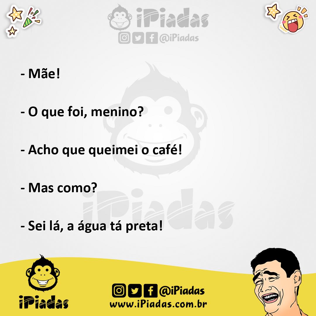 Ilustração da piada Queimei o Café no iPiadas