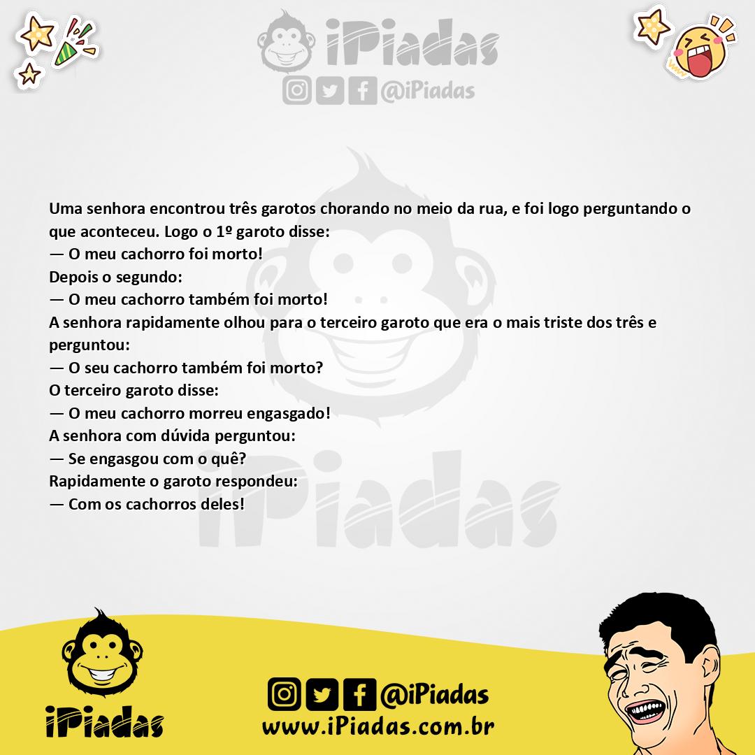 Ilustração da piada Três Garotos Chorando no iPiadas