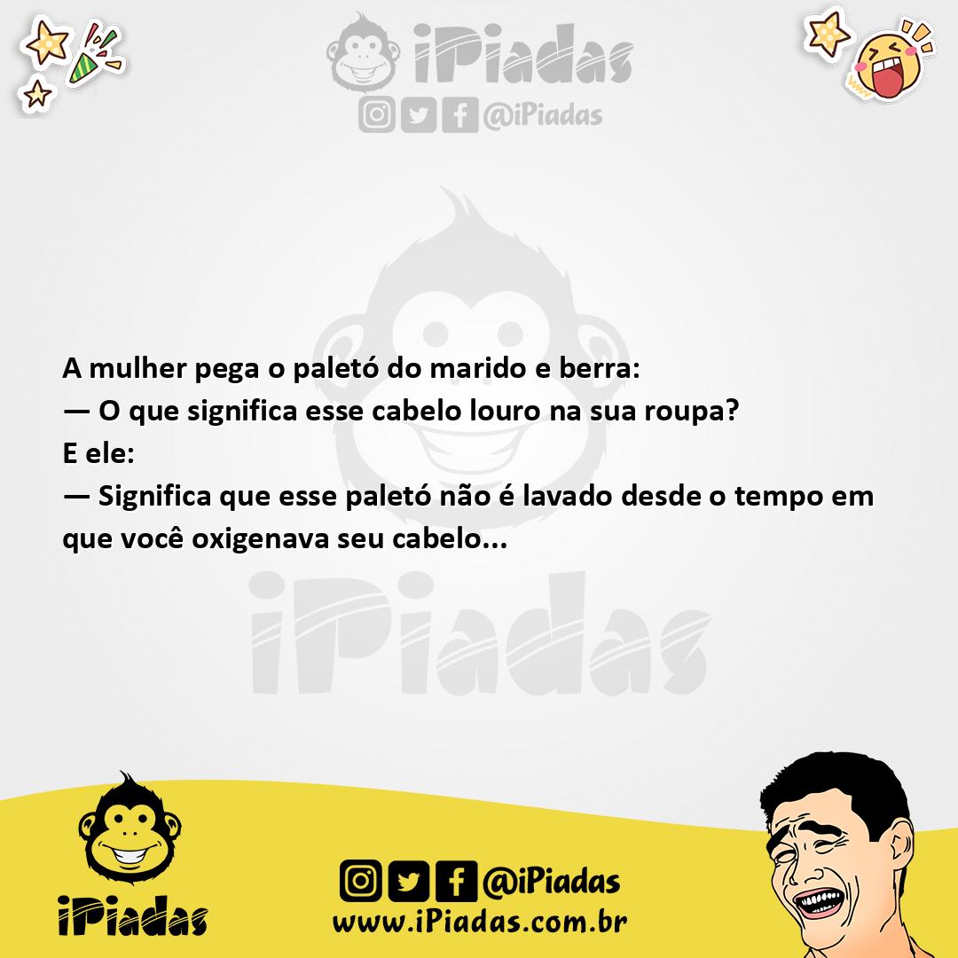 Ilustração da piada Cabelos no Paletó no iPiadas