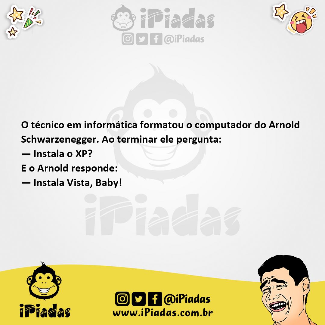 Ilustração da piada Computador do Schwarzenegger no iPiadas