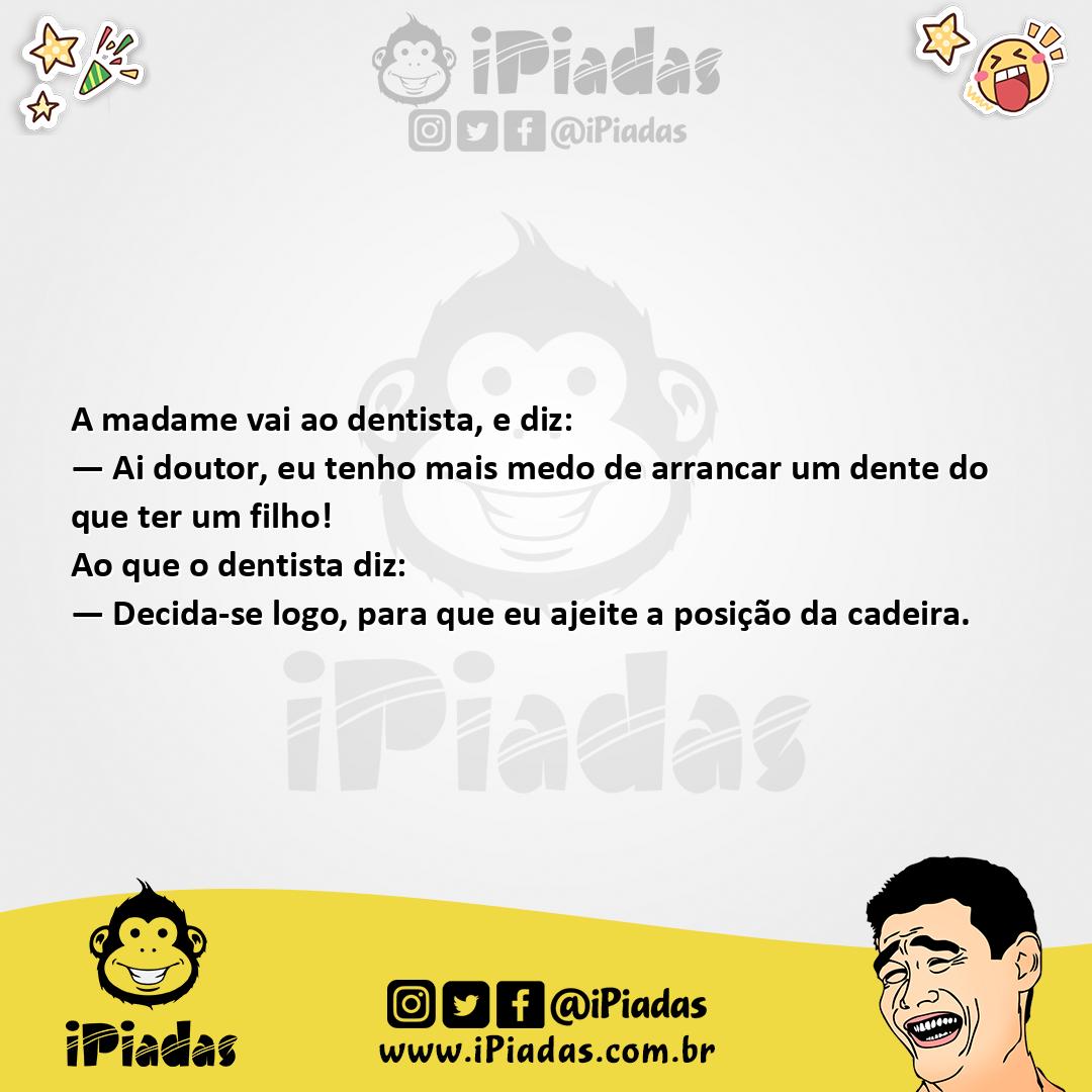 Ilustração da piada Madame no Dentista no iPiadas