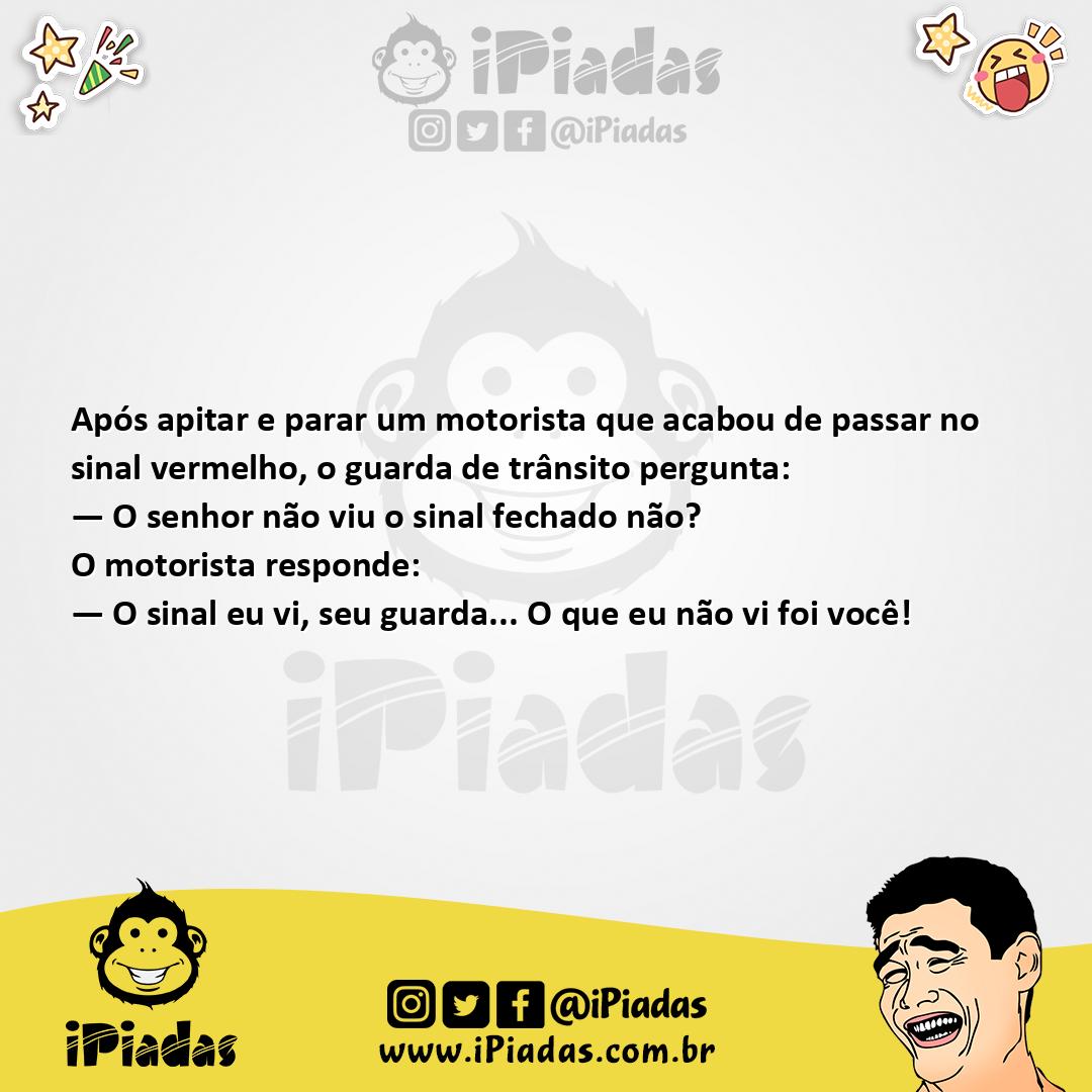 Ilustração da piada Ultrapassando o Sinal no iPiadas