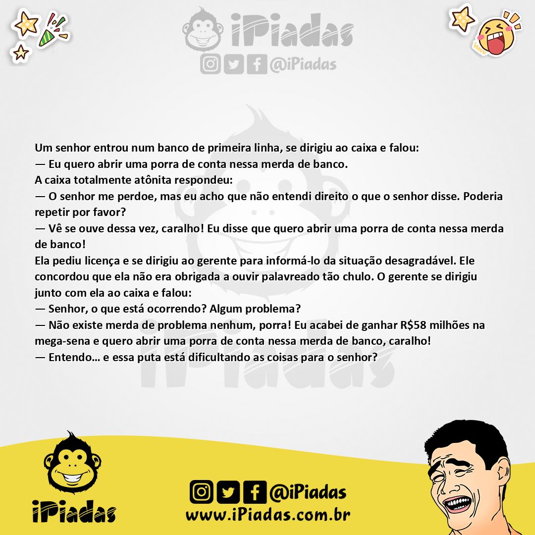 Ilustração da piada Merda de Banco no iPiadas