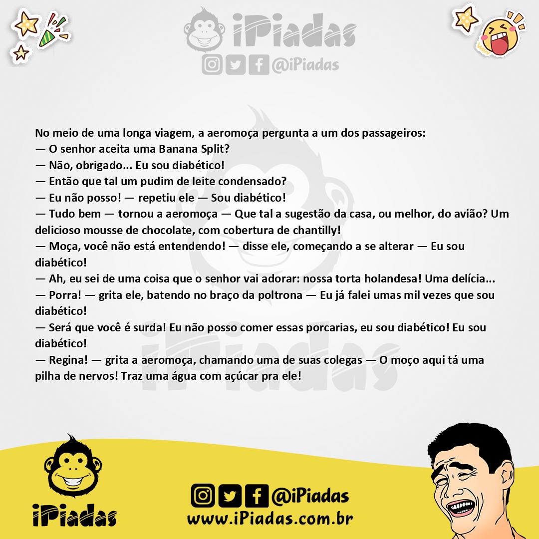 Ilustração da piada Passageiro Diabético no iPiadas