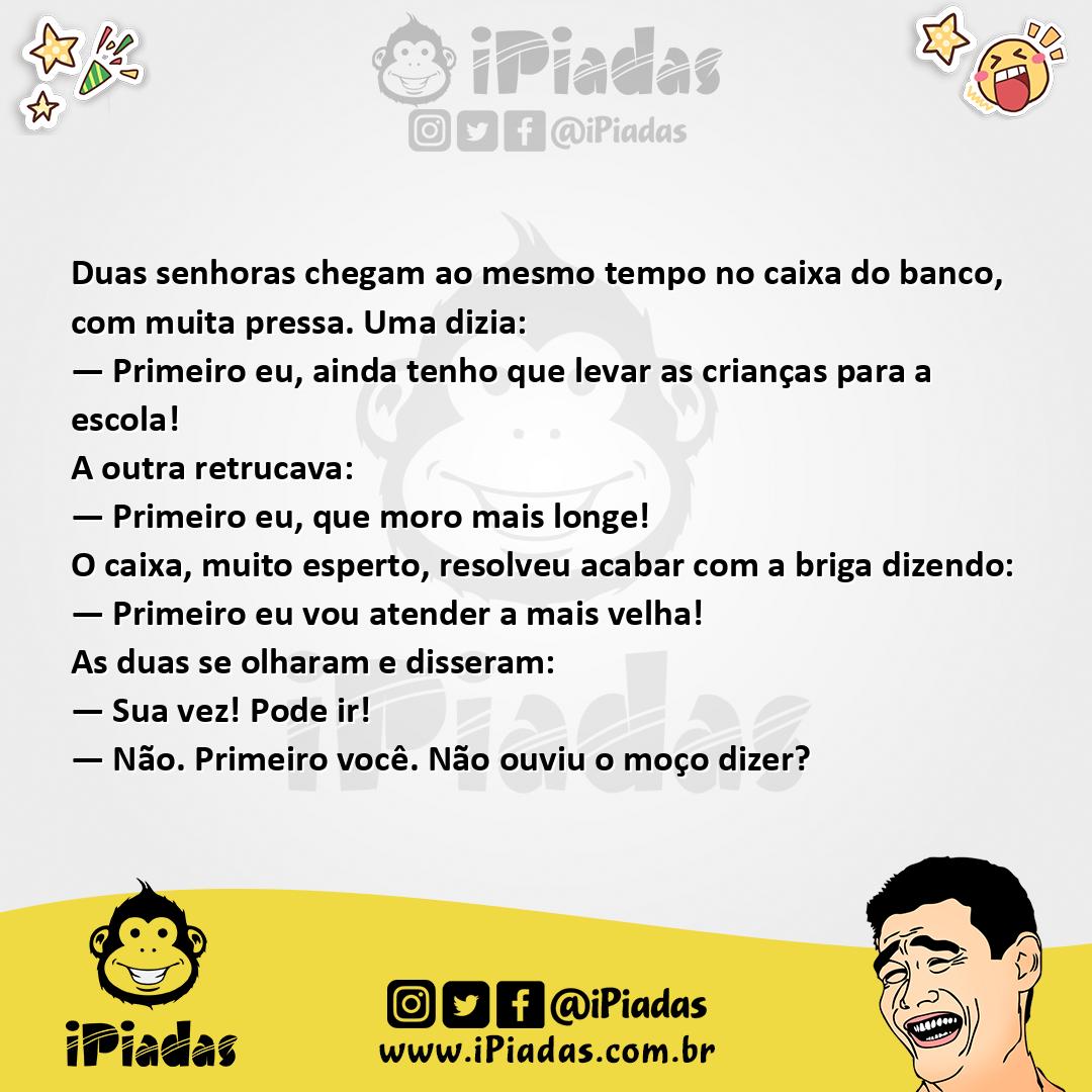 Ilustração da piada Disputa na Fila no iPiadas