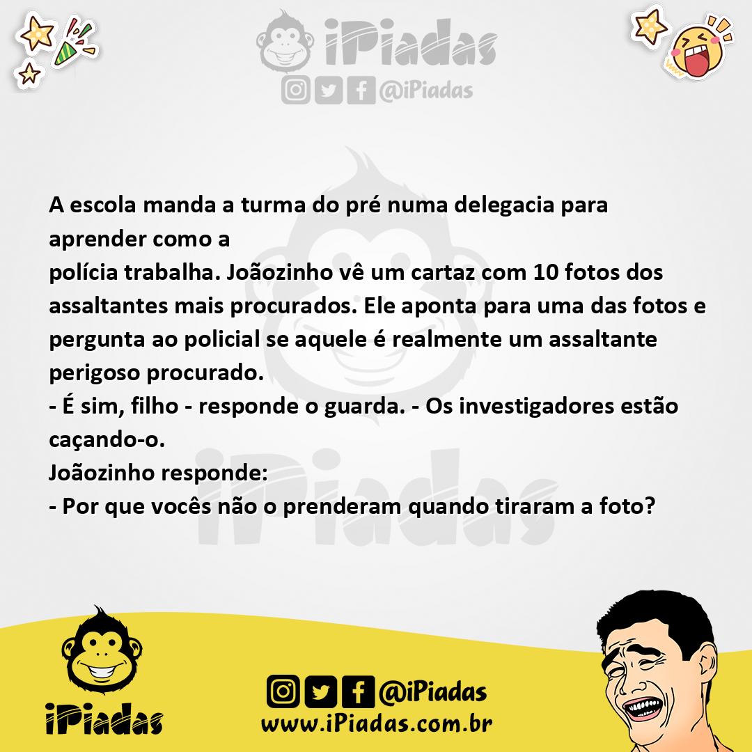 Ilustração da piada Joãozinho na delegacia no iPiadas