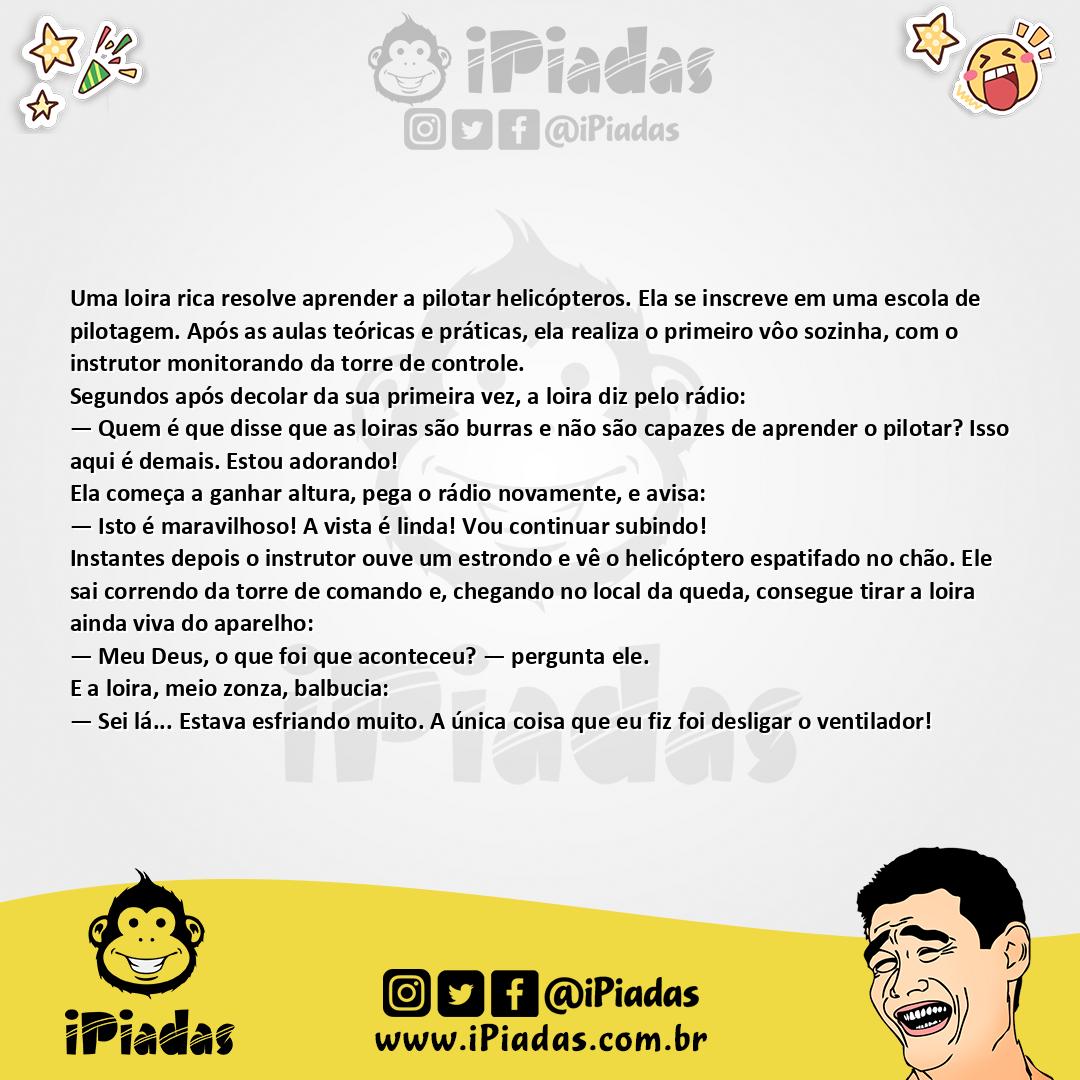 Ilustração da piada Loira e o Helicóptero no iPiadas