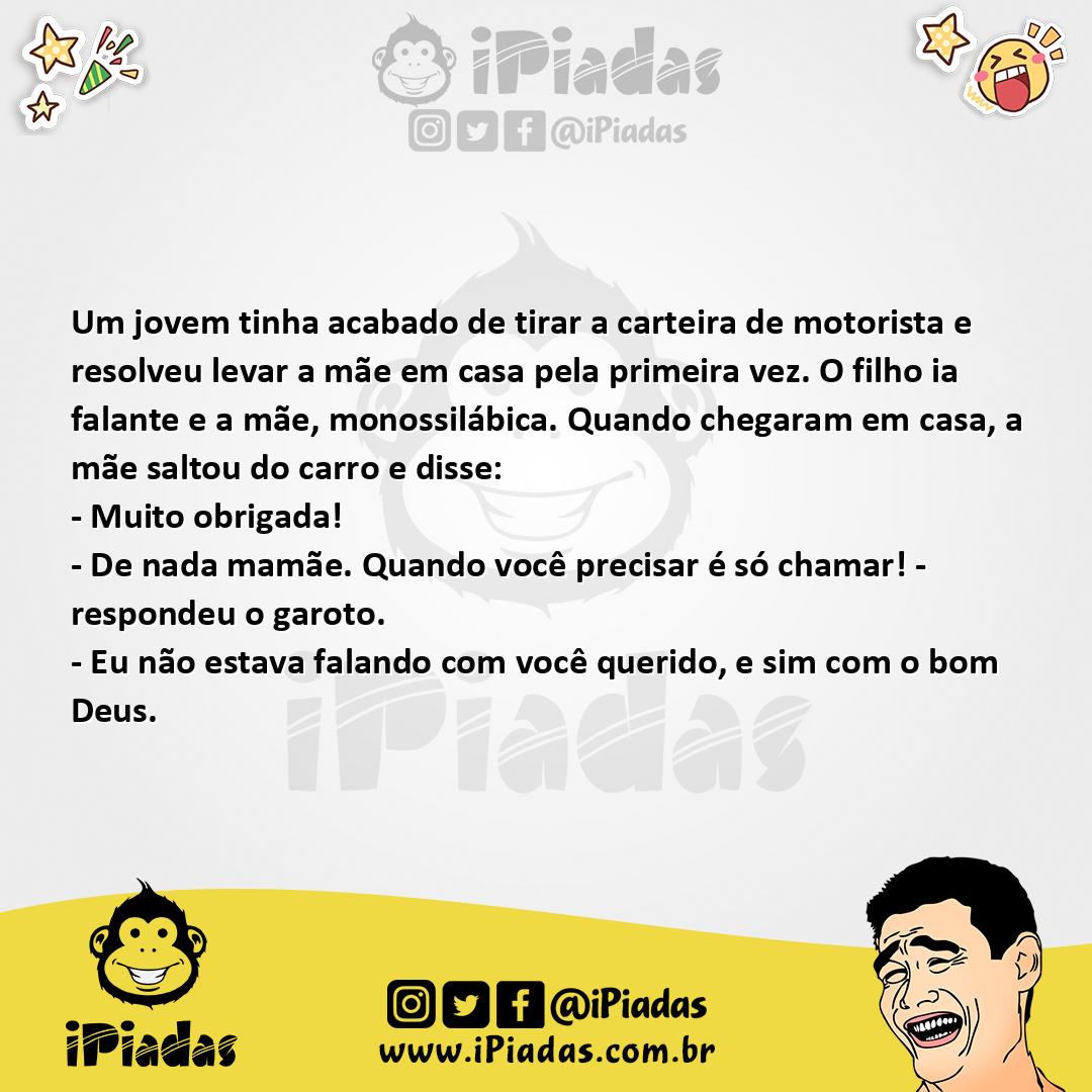 Ilustração da piada Motorista novo no iPiadas
