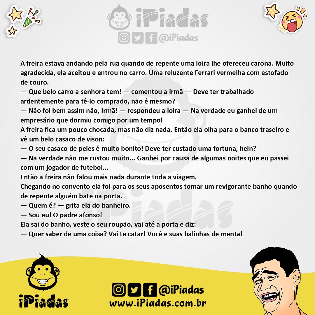 Ilustração da piada Carona da Freira no iPiadas