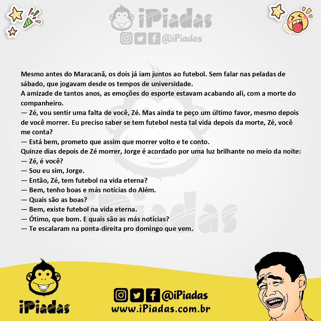 Ilustração da piada Futebol no Céu no iPiadas