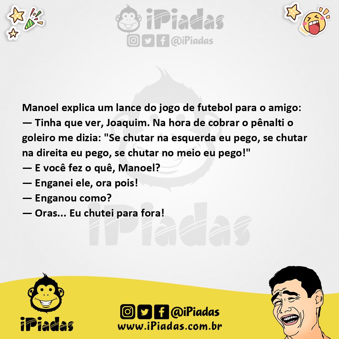 Ilustração da piada Pênalti do Português no iPiadas
