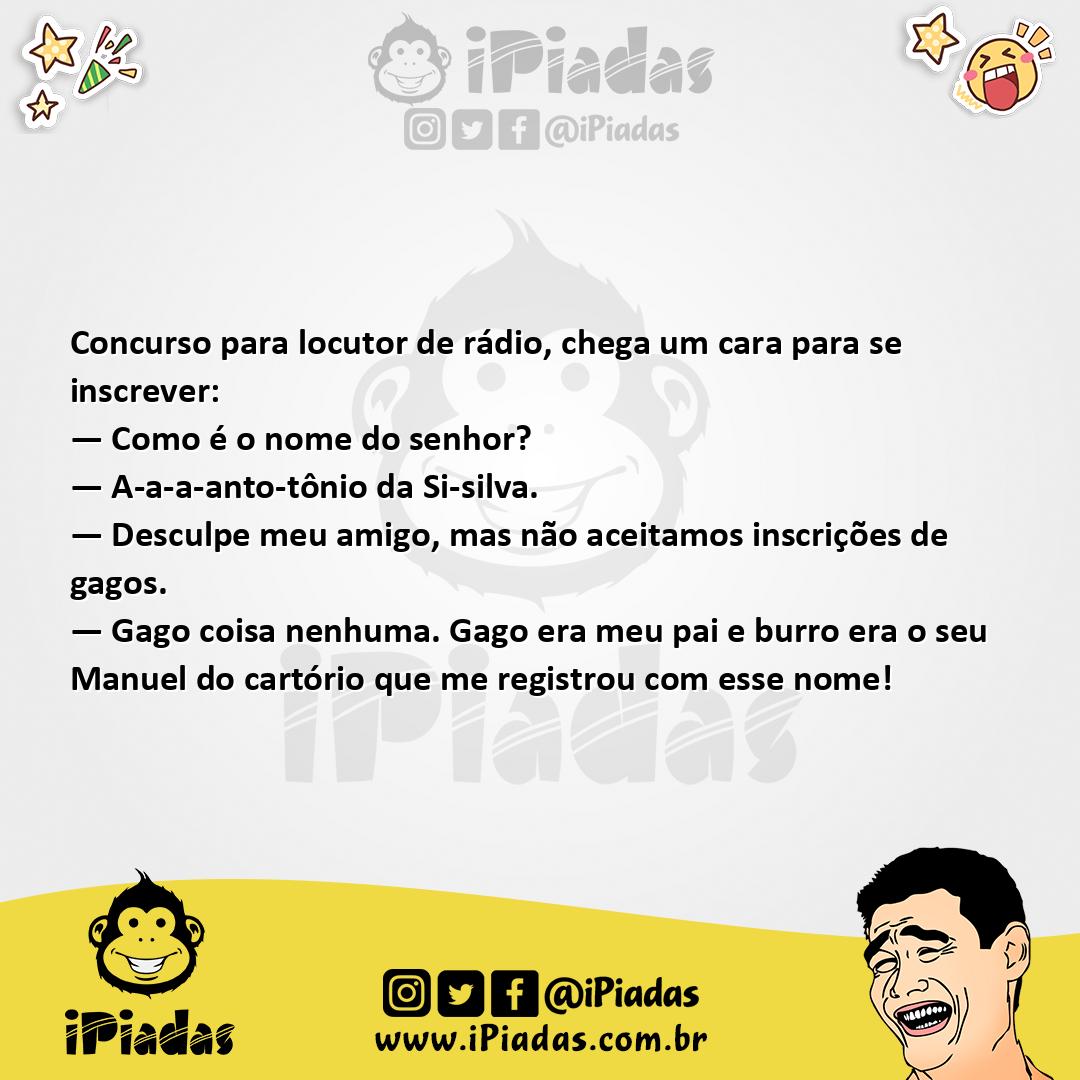 Ilustração da piada Concurso para Locutor no iPiadas