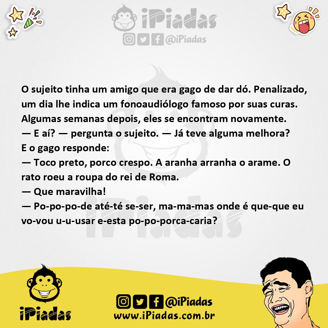 Ilustração da piada Cura da Gagueira no iPiadas